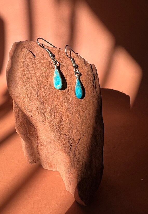 Sterling Turquoise Teardrop Earrings | Southwester