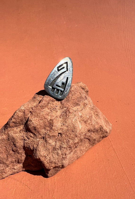 Hopi Sterling Overlay Design Tie Tack