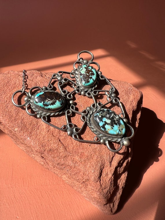 Native American Turquoise Sterling Twisted Wire R… - image 6