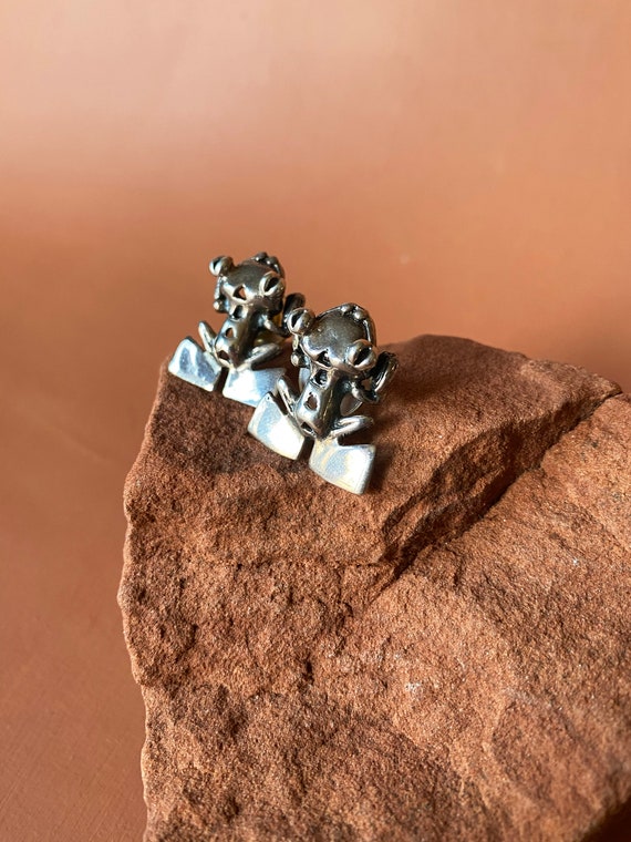 Sterling Tree Frog Earrings | Mexico Sterling Fro… - image 2