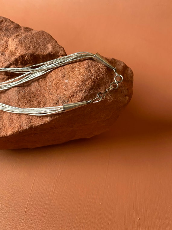 Native American Liquid Silver Multi Strand Neckla… - image 5