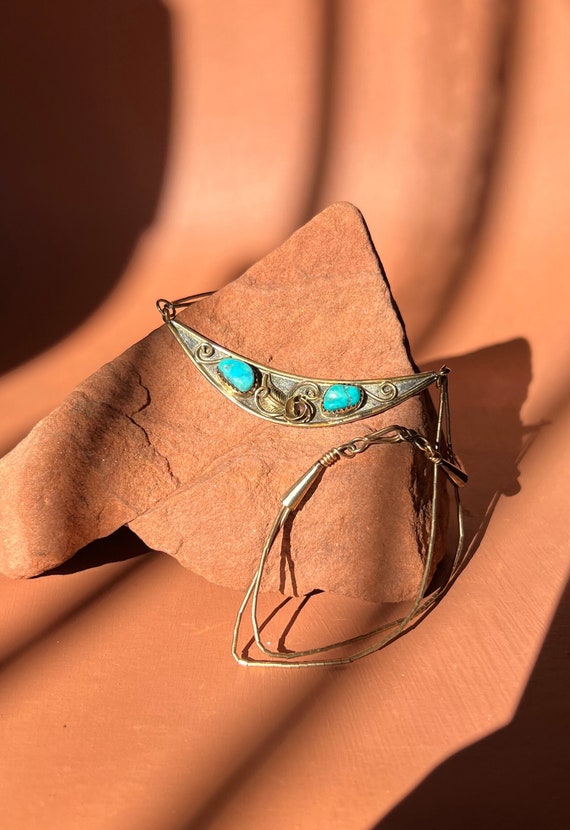 Native American Gold Filled Turquoise Collar Bib N