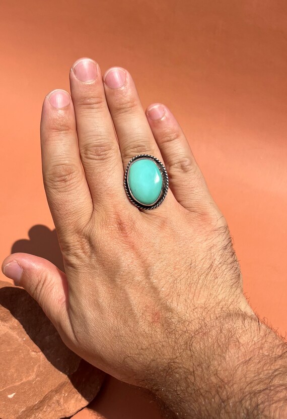 Native Large Turquoise Oval Minimalist Statement … - image 6