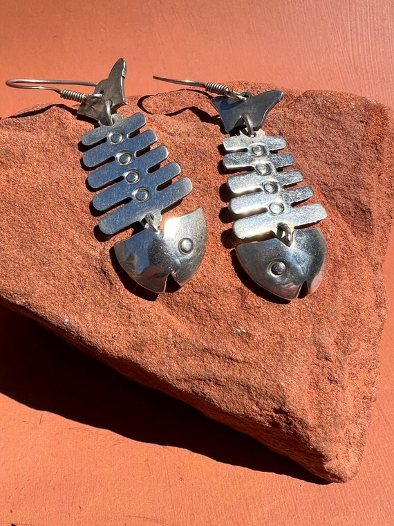 Taxco Sterling Fishbone Earrings | Mexico Articul… - image 4