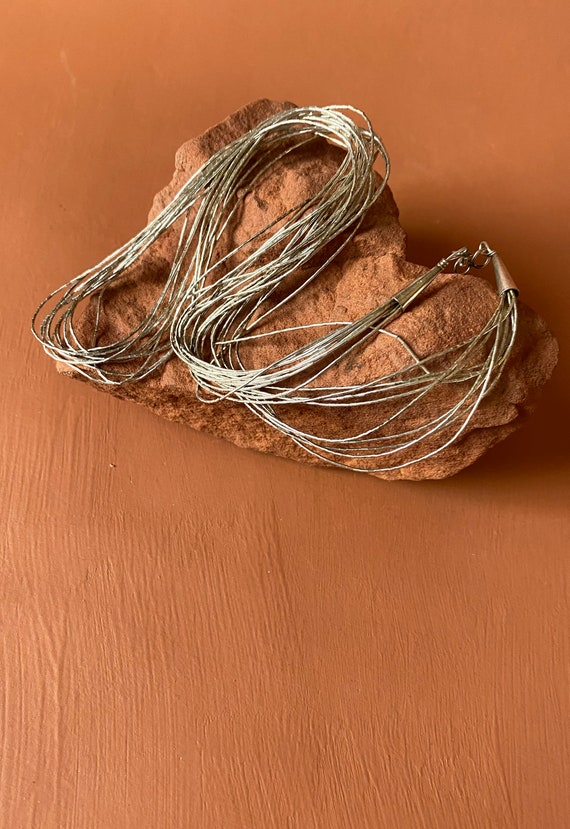 Native American Liquid Silver Multi Strand Neckla… - image 4