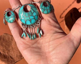 Zuni Turquoise Inlay Necklace & Earring Set | Annie Quam Gasper Zuni Turquoise Inlay Necklace & Earring Set | Annie Quam Gasper