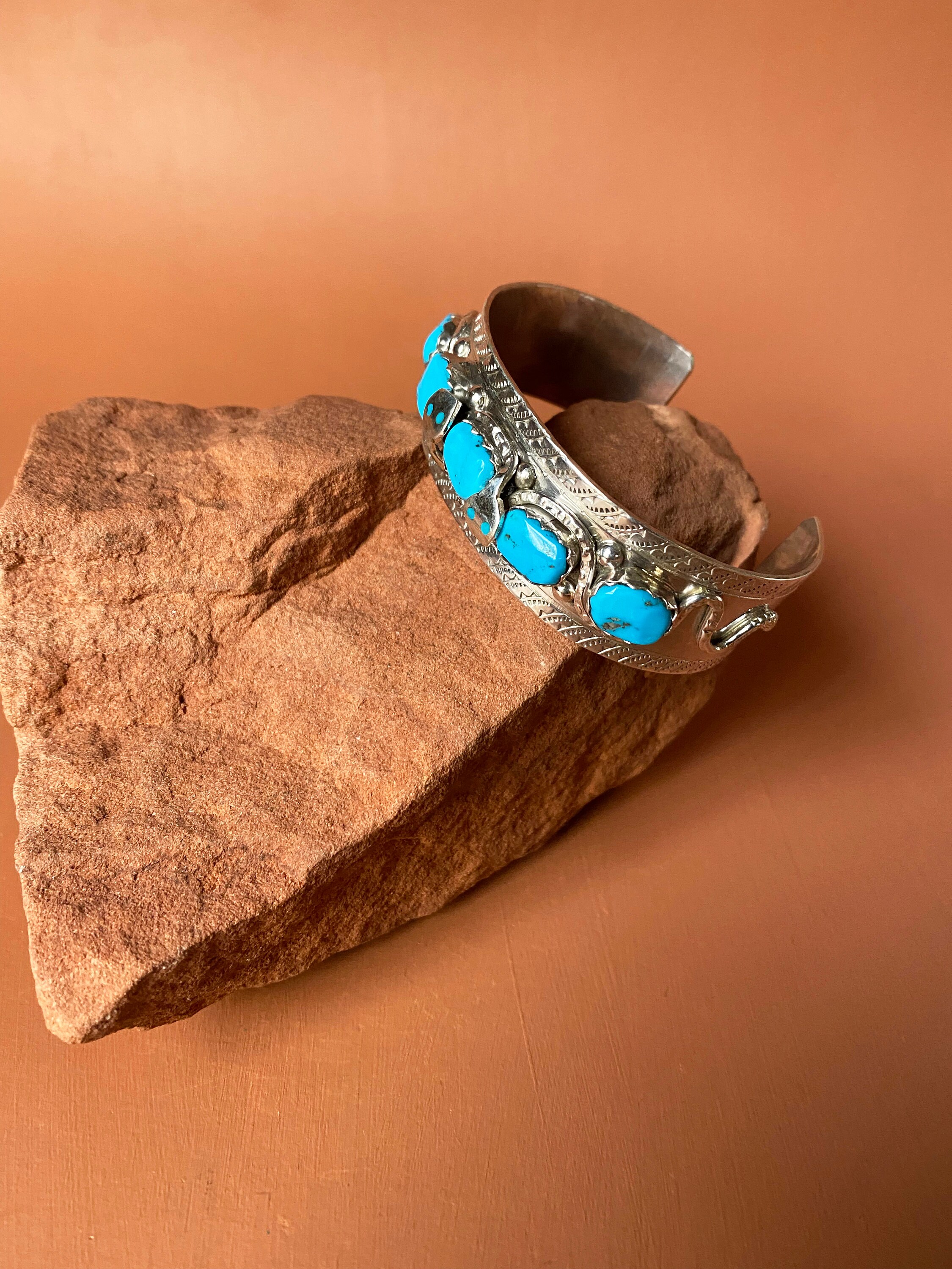 Effie C Cuff | Effie Calavaza Zuni Turquoise and Sterling Silver