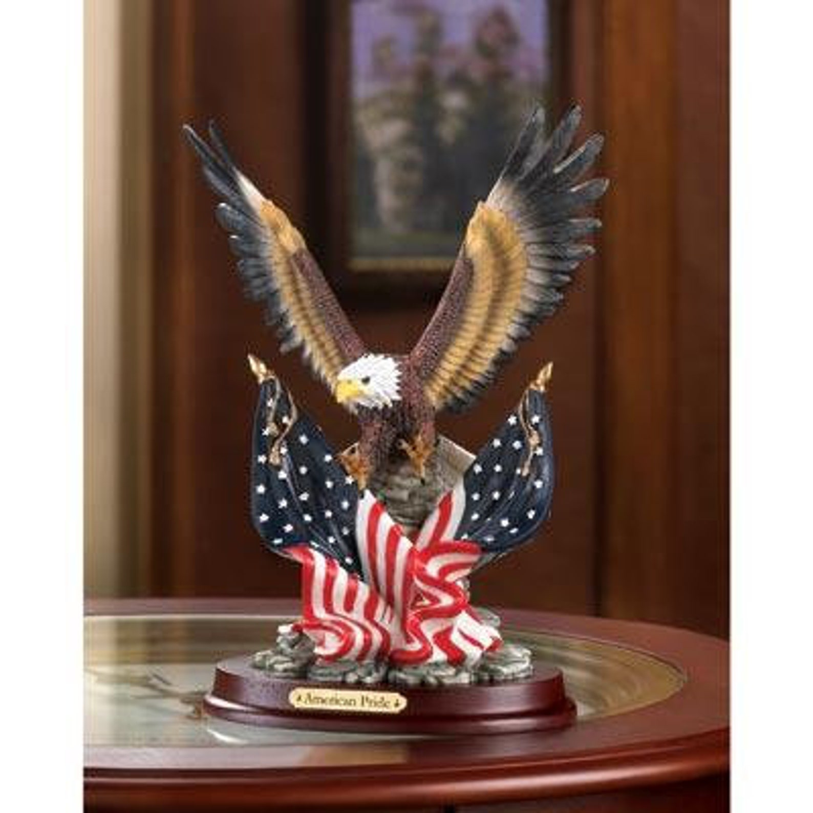 Patriotic Soaring American Eagle w/ Flag Mantle Shelf Piece Etsy