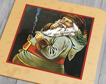 Cannabis Art Christmas Santa Print, Digital Downloadable Printable Wall Art Decorations