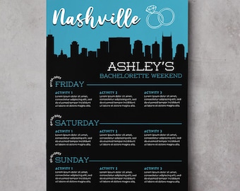 Nashville Bachelorette Invite | Nashville Itinerary | Instant Download | Customizable | Personalized