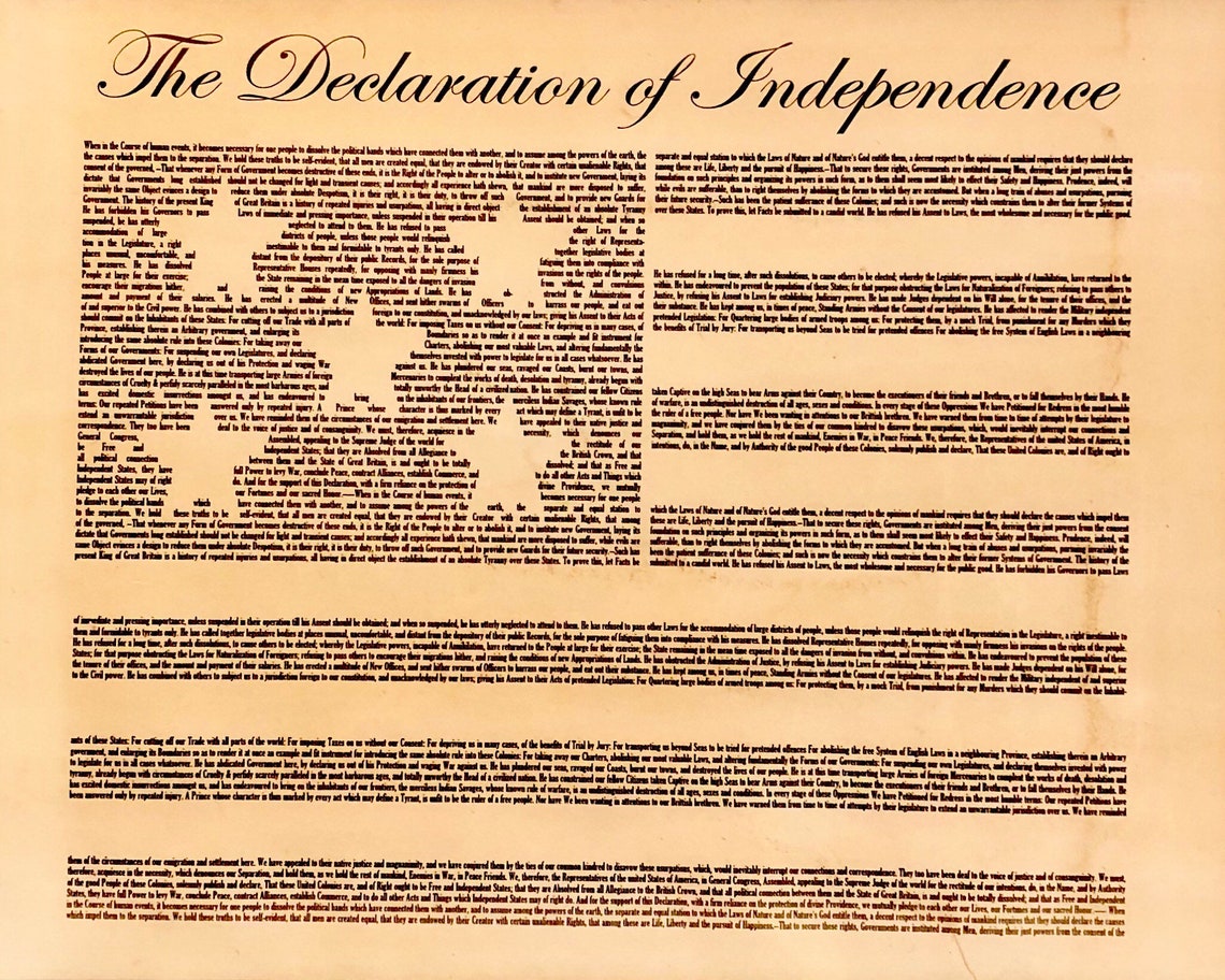 Declaration of Independence Full Text Poster Etsy