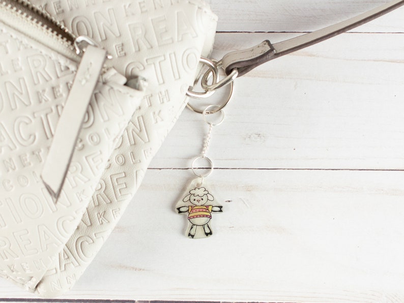 Personalized keychain Planner charm Lamb custom keychain Sheep lover gift Little lamb charm Mindfulness gift Sheep gifts