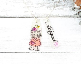 Cat lover jewelry, Cat charm necklace, cat lover necklace, kitten necklace for toddler ,Personalize necklace