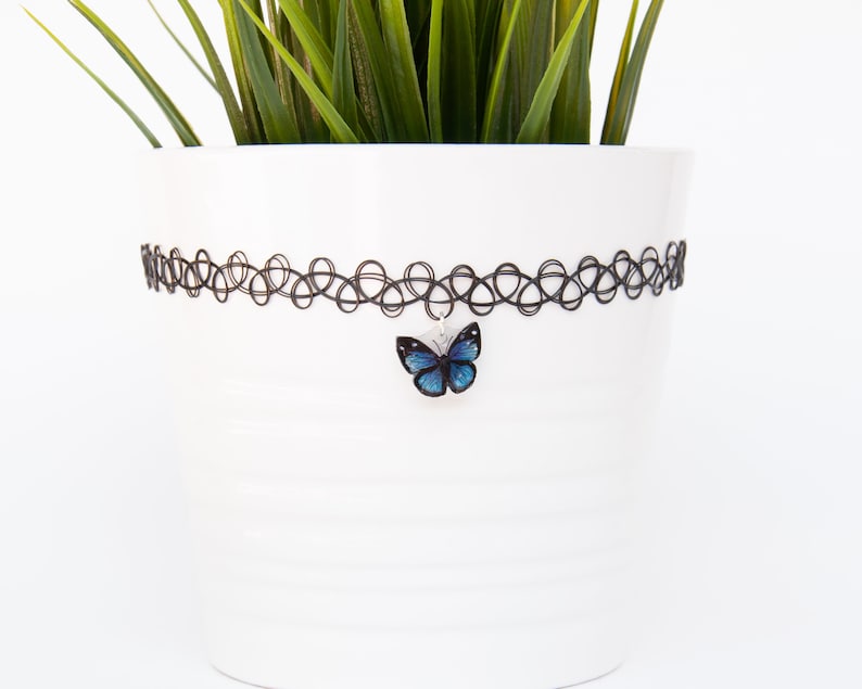 choker necklace for teens 21st birthday choker Dark blue butterfly necklace freedom necklace