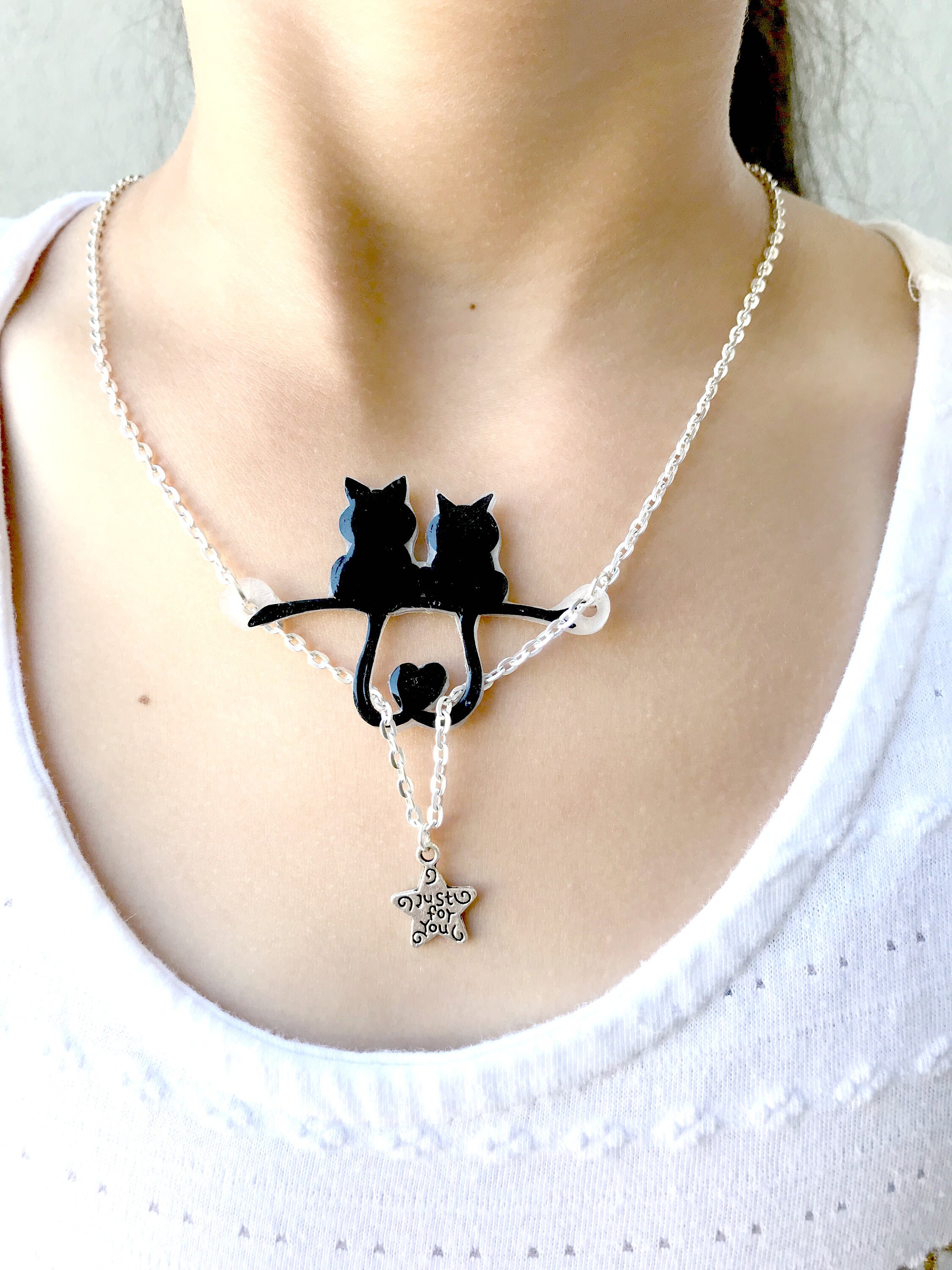 Black Cat Pendant Cat Memorial Gift Cat Mom Kitty Jewelry Etsy