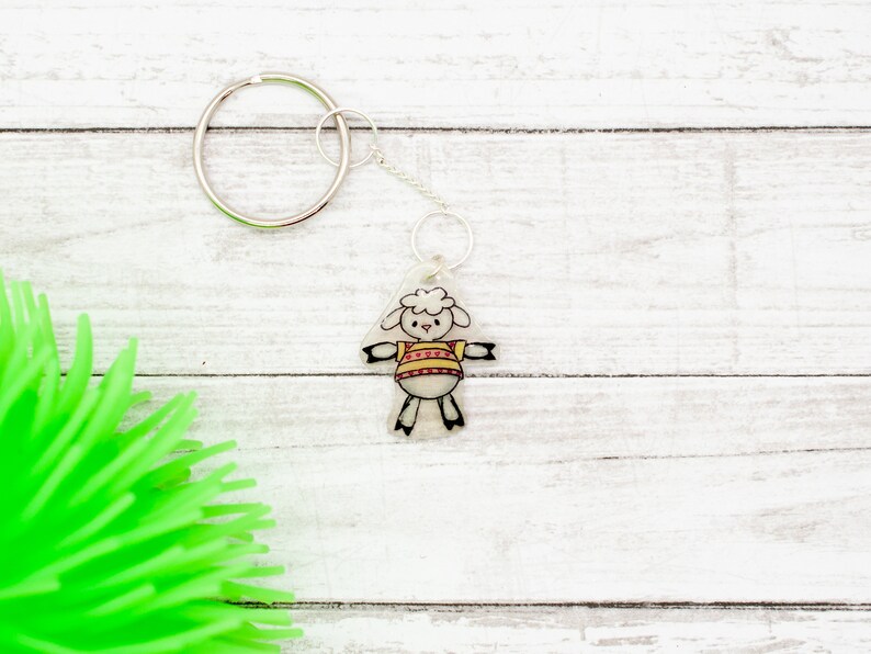 Personalized keychain Planner charm Lamb custom keychain Sheep lover gift Little lamb charm Mindfulness gift Sheep gifts