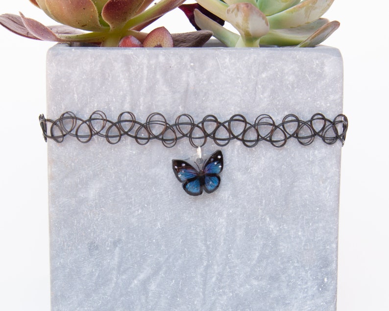choker necklace for teens 21st birthday choker Dark blue butterfly necklace freedom necklace