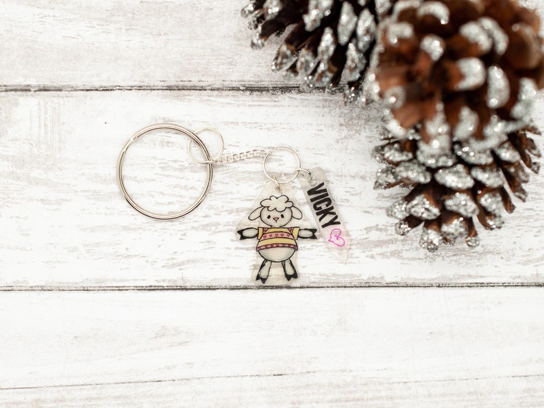 Personalized keychain Planner charm Lamb custom keychain Sheep lover gift Little lamb charm Mindfulness gift Sheep gifts