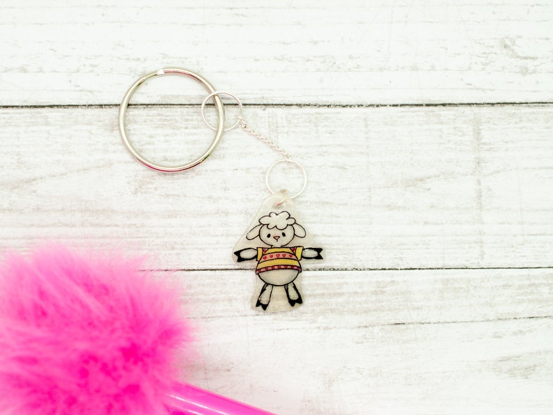 Personalized keychain Planner charm Lamb custom keychain Sheep lover gift Little lamb charm Mindfulness gift Sheep gifts