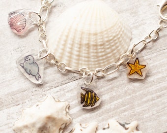 Nautical Bracelet, Sea Turtle Bracelet, Adjustable Bracelet, Shark Jewelry, Under the sea Party, Dolphin Bracelet