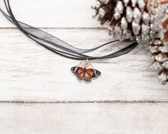 Butterfly Choker, Gift for Wife, Teenage Girl Gift, Dramatic Necklace, Lolita Necklace, Bohemian Choker, Red Necklace,