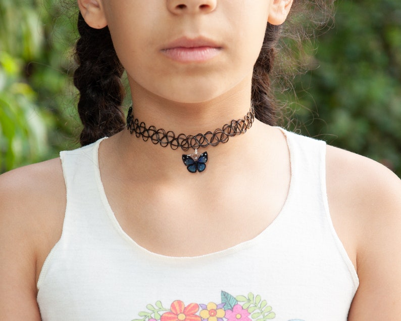 choker necklace for teens 21st birthday choker Dark blue butterfly necklace freedom necklace