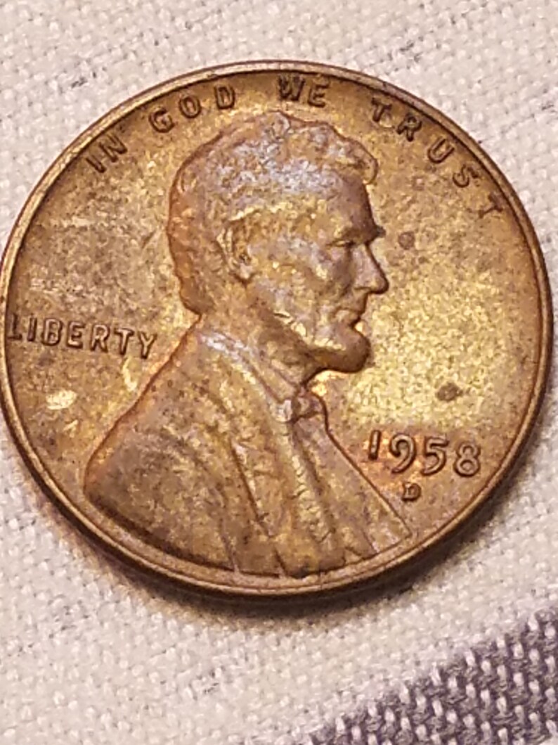 1958 d wheat penny good condition etsy