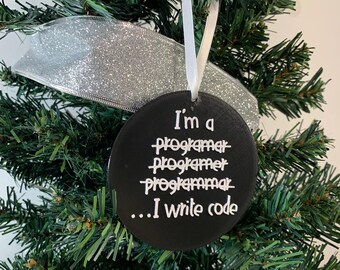 I'm a Programmer-kerstversiering, 3D-geprint met plastic