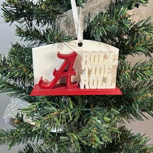 Christmas Ornament for ALABAMA CRIMSON TIDE 3D Printed Hanging Trinket Roll Tide American Football Fan Secret Santa Gift Festive Decor