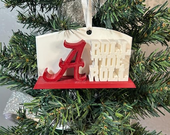 Enfeite de Natal para ALABAMA CRIMSON TIDE, impresso em 3D, enfeite pendurado, rolo de bugigangas, presente de fã de futebol americano, amigo secreto, decoração festiva