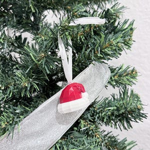 Santa Hat Christmas Ornament, 3D Printed with Plastic