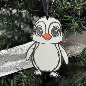 Customizable Penguin Christmas Ornament, 3D Printed with Plastic