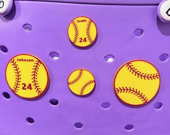 Met Bogg Bag-compatibele softbalbedel, 3D-geprint met plastic