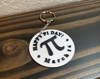 Happy Pi Day Keychain, 3D Printed with Plastic
