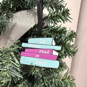 Customizable Stack of Books Christmas Ornament, 3D Printed with Plastic
