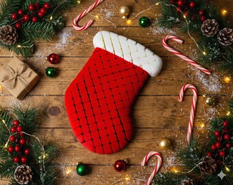 Scharnierende kerstsok | 3D-geprint floppy-decoratie voor de feestdagen | Unieke kerstdecoratie en -cadeau