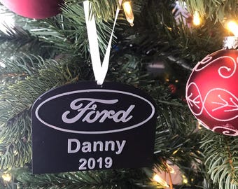 Customizable Ford Christmas Ornament, 3D Printed with Plastic