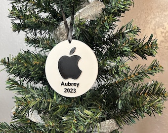 Custom Apple Logo Christmas Ornament, 3D Printed with Plastic