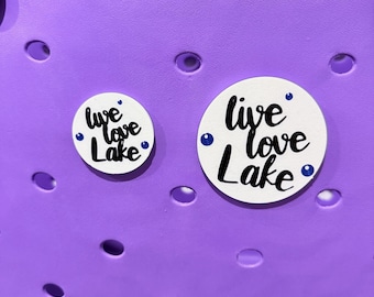 Compatibel met Bogg Bag-bedel Live Love Lake, 3D-geprint met plastic