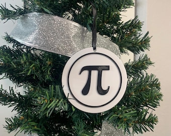 Pi Symbol Christmas Ornament, 3D Printed with Plastic