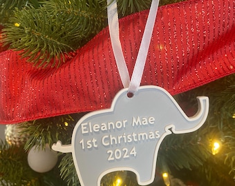 Aanpasbaar olifantenkerstornament, 3D-geprint met plastic