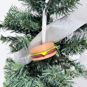 Cheese Burger Christmas Ornament, 3D Printed with Plastic
