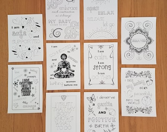 10 páginas para colorear con afirmaciones sobre el nacimiento