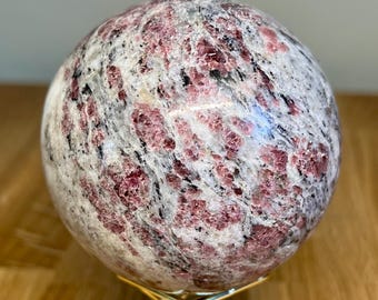 Plum Tourmaline Sphere: Polished Rubellite Healing Crystal, Root & Heart Chakra. Purple, Pink Crystal Ball