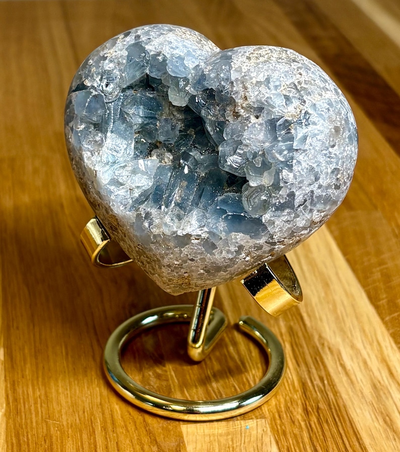 Blue Celestite Heart: Open Druzy Crystal. Calming Stone - Throat & Crown Chakra image 4