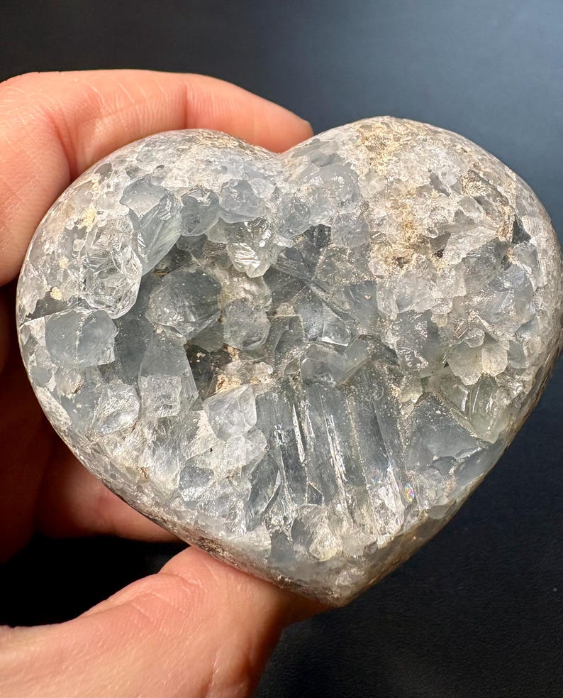 Blue Celestite Heart: Open Druzy Crystal. Calming Stone - Throat & Crown Chakra image 3