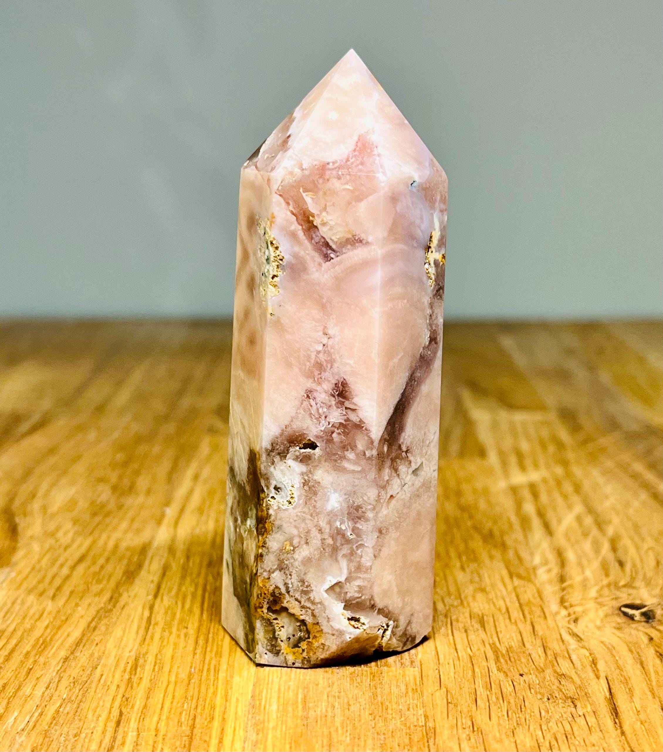 ピンクアメジストフラワーアゲートタワー：天然ヒーリングクリスタル