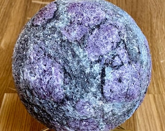 Plum Blossom Tourmaline Sphere: Raw Rubellite Crystal Ball. Rare Pink, Purple Tourmaline