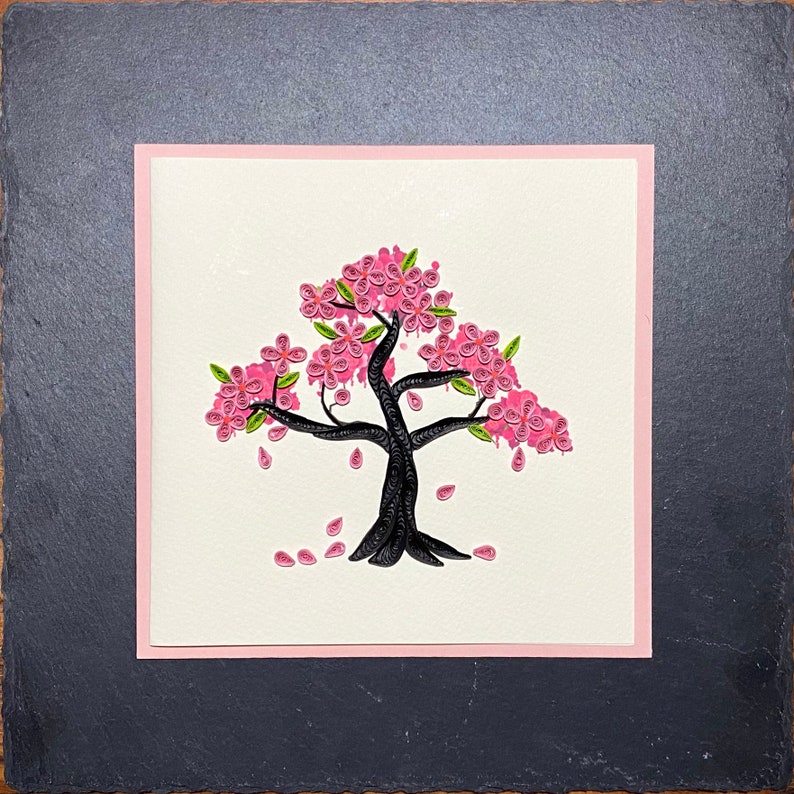 Cherry Blossom Tree Quilling Card Handmade Quilled Card Etsy