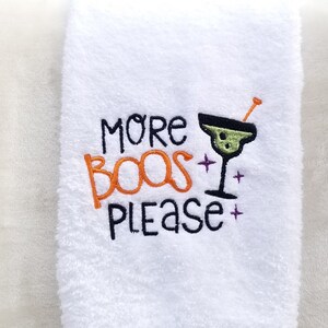 Toalla de mano de Halloween personalizada bordado blanco spa toalla